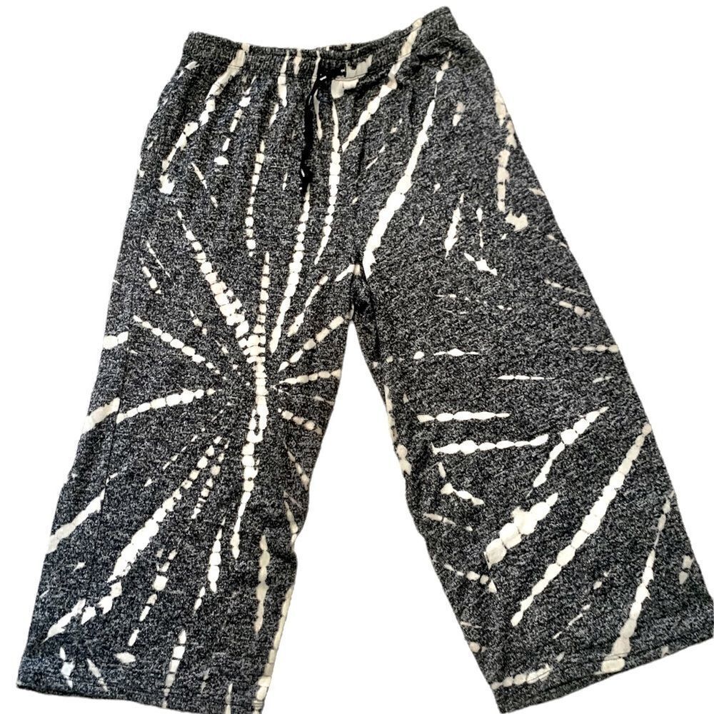 DKNY Black & White Abstract Print Cropped Lounge Pants Size Small